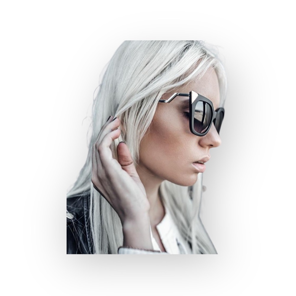 new Modern Hot Tip ❤︎ Pointy Cat Eye Sunglasses ❤︎ Black ❤︎ Flash Mirror Lenses